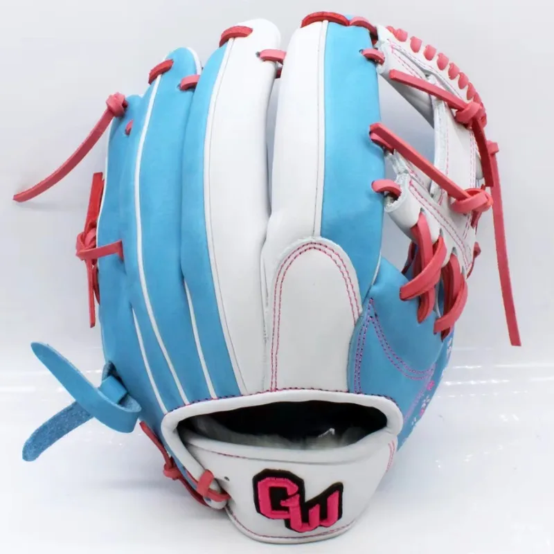 Hot Sale Pro Baseball Gloves Bule and White Kip Leather