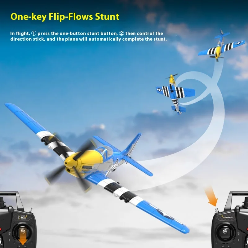 P51 2.4GHZリモコン電動四チャンネルスタントロールワンボタンリターン機能高柔軟性フォーム航空機モデル