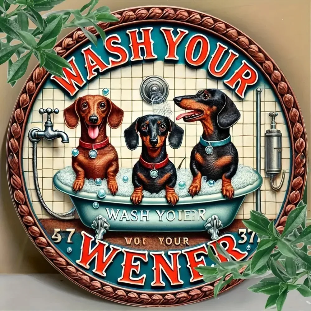 Panneau métallique rétro «Wash Your Pup», décor de bain pour chien, cadeau amusant pour amoureux des chiens pour la maison