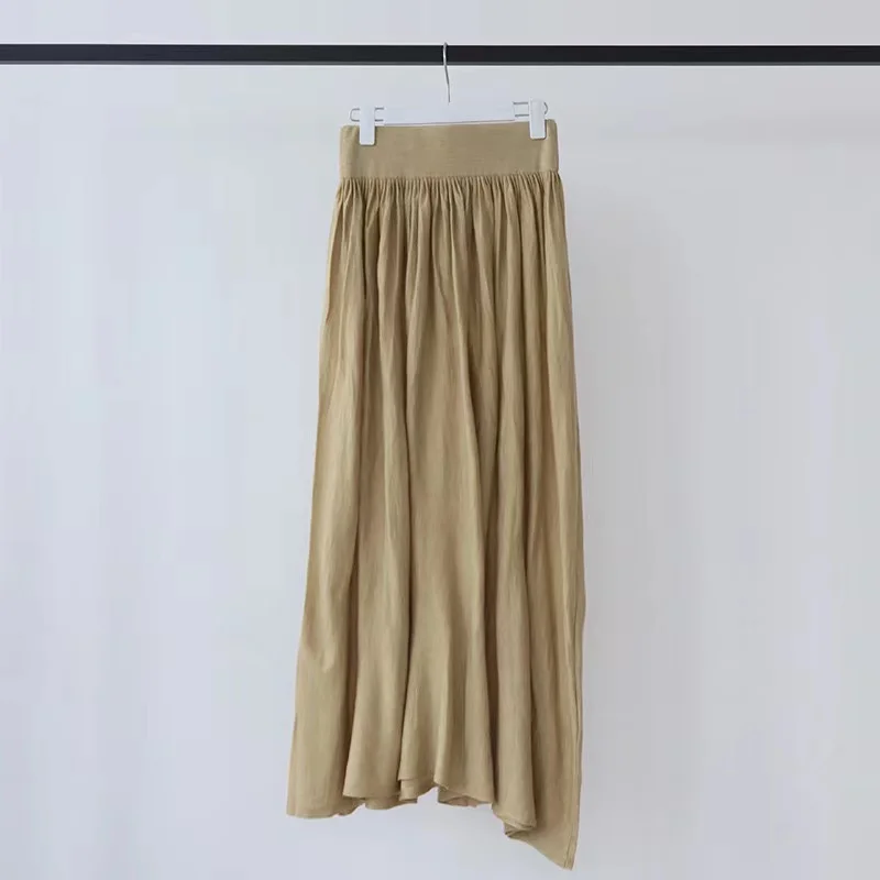 2024 Women's Clothing pleated high waist long knitted skirt Spring Summer New 419