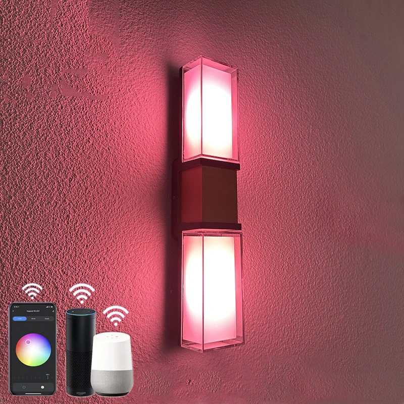 

RGB LED Wall Light Outdoor Waterproof Garden Light Tuya Smart APP Dimming Hotel Villa Exterior Wall Aisle Lamp