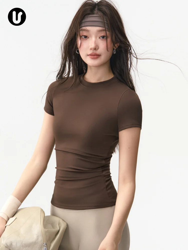 

Sports Short-Sleeved Women'S New Quick-Drying Tight Yoga Shirt Running Pilates Training Fitness Suit Top Summer