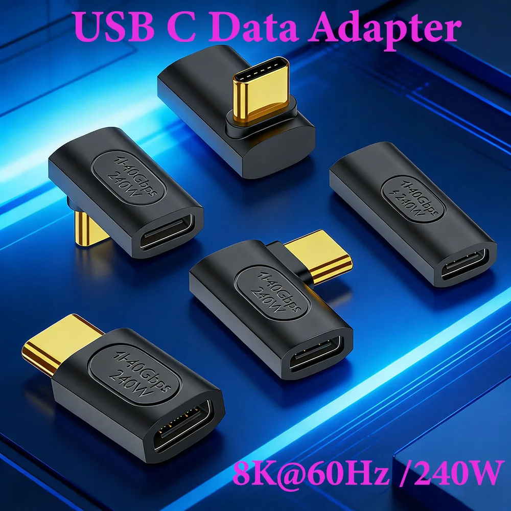 

1 шт. 90-градусный адаптер USB-C 240 Вт, 8K, 60 Гц, прямоугольный разъем Type-C для PlayStation 5, Xbox Series X, Dell XPS, MacBook
