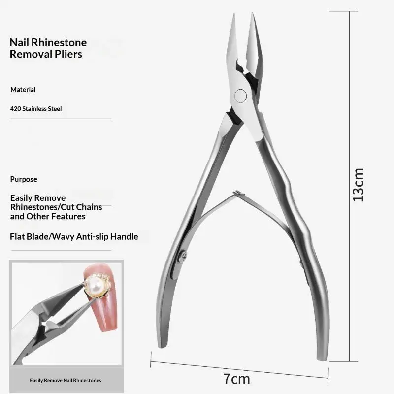1Pcs Nail Tools Straight Blade Toenail Nail Clippers Trimming Thick Ingrown Toenails Rhinestone Remover Gem Clipper Manicure