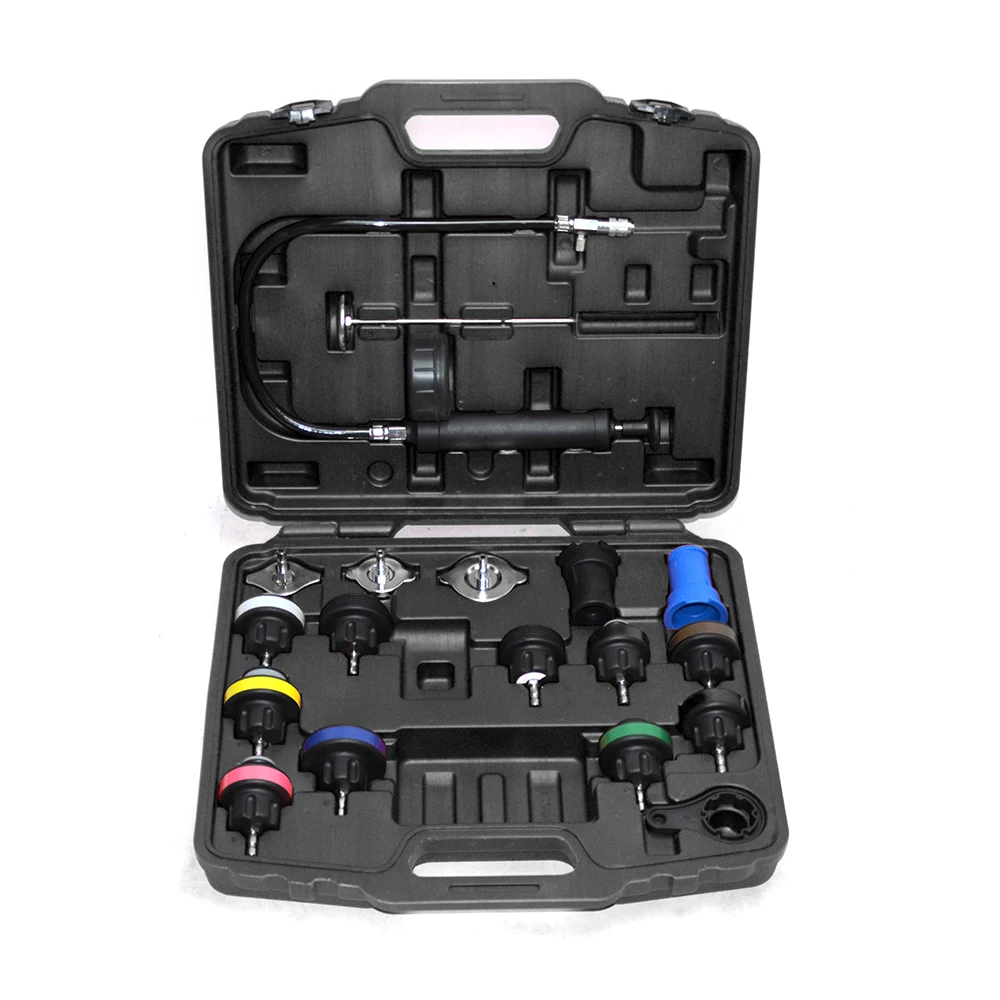 

XC9024 18pcs Radiator Pressure Tester Kit Water Tank Leak Detector Automation Inspection Tools for Water Tank Auto Repair Tools