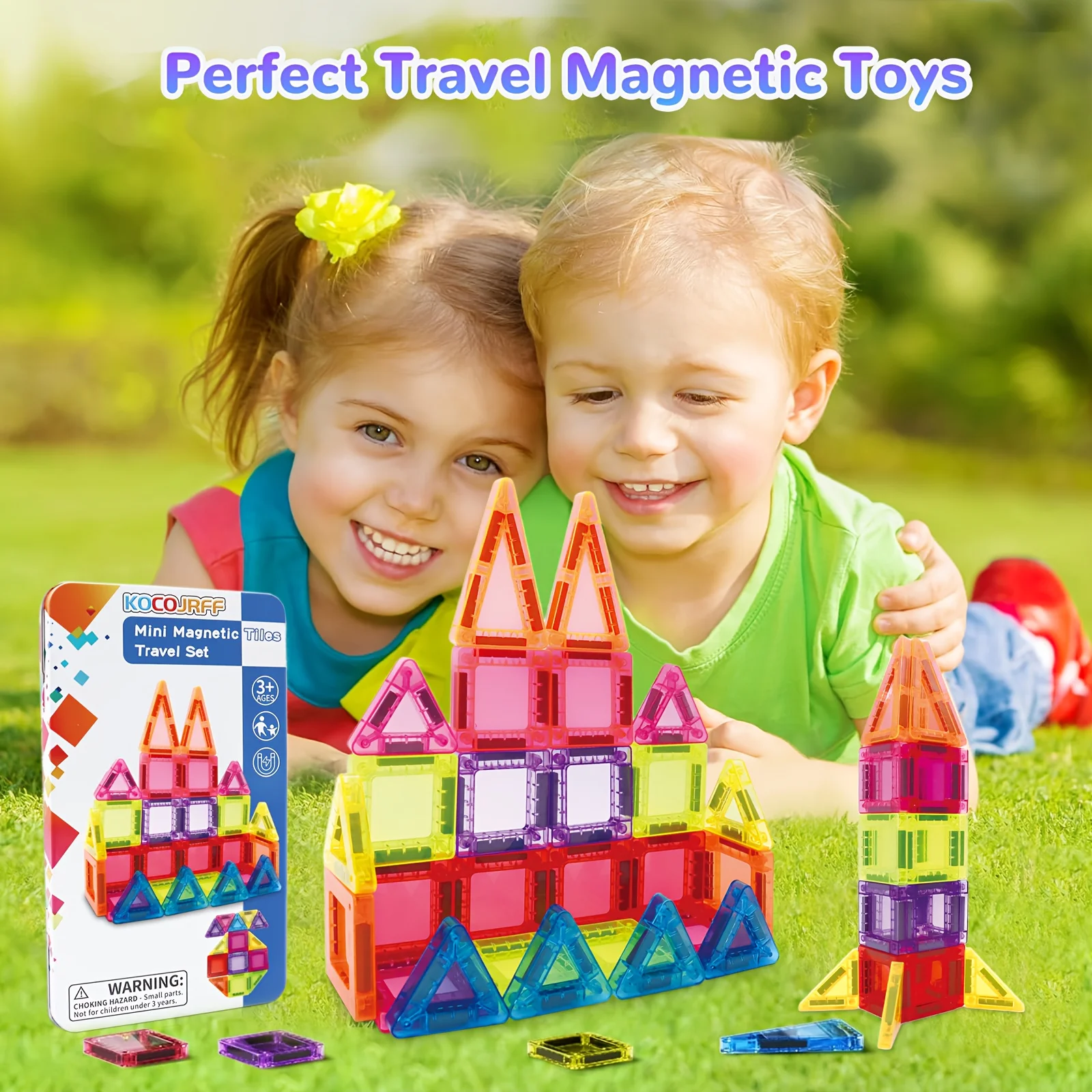 Mini brinquedo de folha magnética de telha magnética, com caixa de ferro para fácil portabilidade, blocos de construção magnéticos, pode ser jogado em qualquer lugar, fácil de armazenar, adequado para presentes de feriado e aniversário