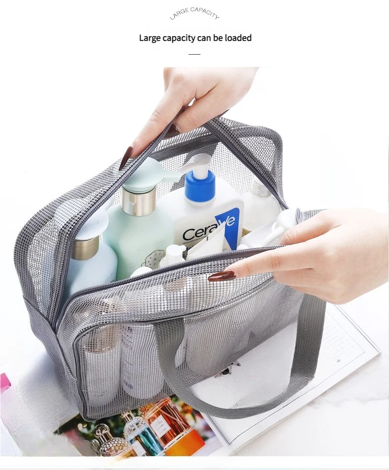 Neue Bade Tasche Mesh Dusche Kulturbeutel Reise Make-Up Lagerung Halter Tragbare Bade Tasche Mesh Dusche Kulturbeutel Tragbare – Detail 15
