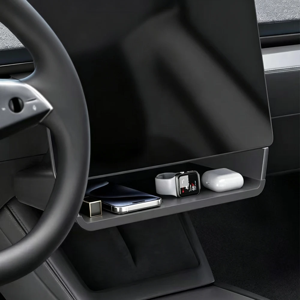 For Tesla Model 3 Highland Model Y Juniper Car Hidden Under‑Screen ETC Storage Box ABS‑Acrylic Insert Organizer Tray Accessories