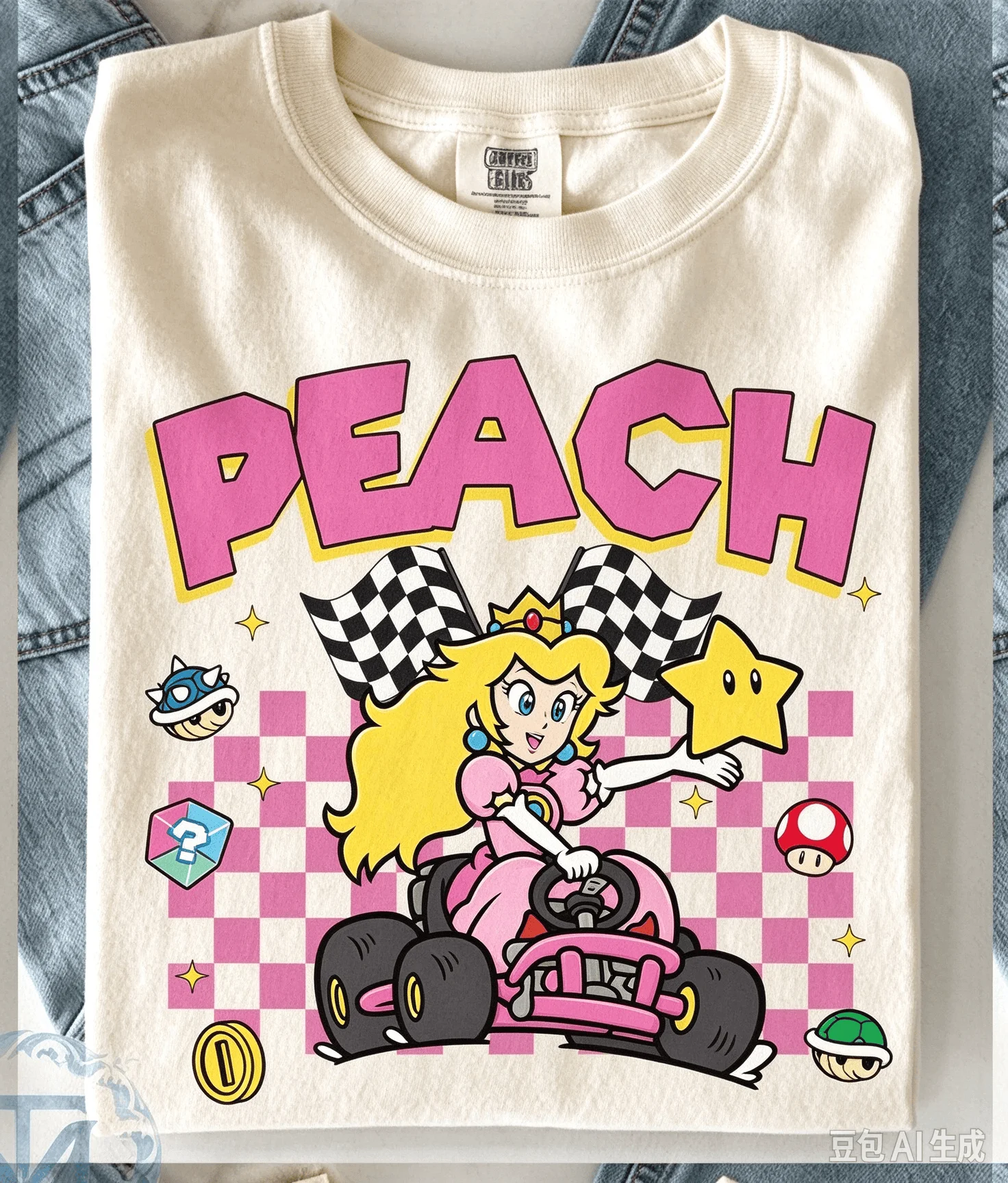 Super Mario Kart Racing Cartoon Character T-shirt for Men and Women, Round Neck Short Sleeve Family Matching Top