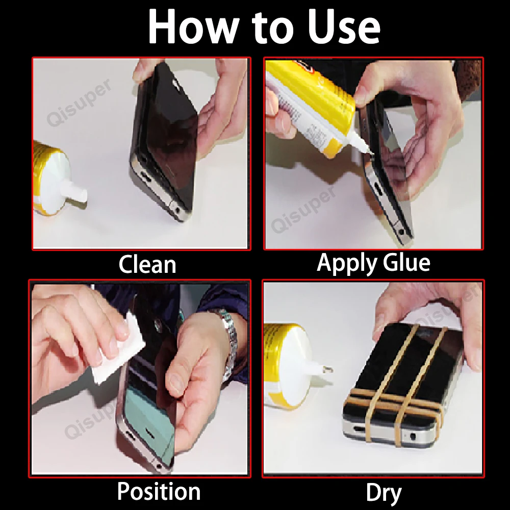 Liquid Glue Cell Phone DIY Touch Screen Display Repair Epoxy Contact Adhesive E7000 15ml 50ml 110ml w/ Precision Applicator Tips
