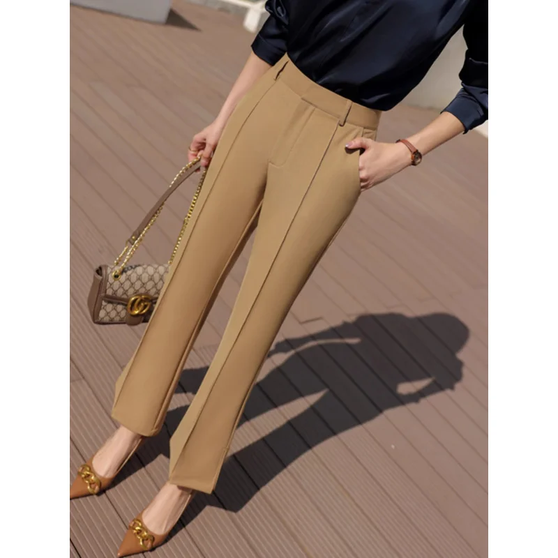 Weila Occupation Pants Women2024Autumn and Winter New Split Draped Casual Pants Small CommuterolWorkwear Suit Pants