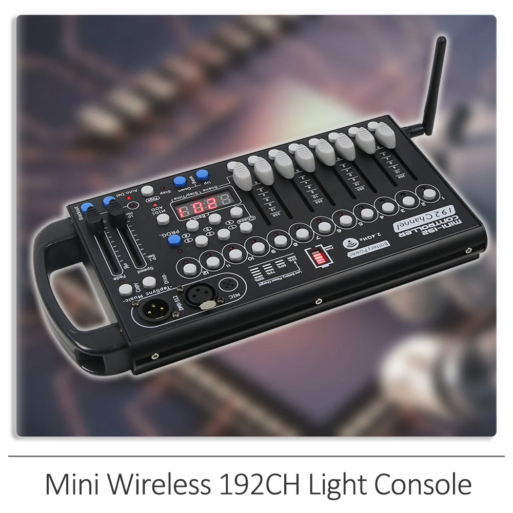 

Mini Wireless 192CH DMX Console Built in Battery Wireless Disco Lights Controller For DJ Stage Light KTV Bar Home Party