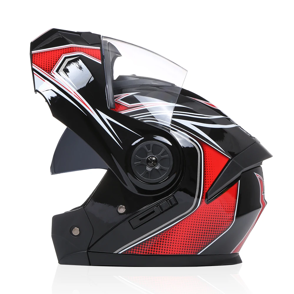 Sommer Winter DOT Professionelle Dual Objektiv Flip Up Motorrad Helm Sicherheit Motocross Racing Modulare Bunte Visier Helm