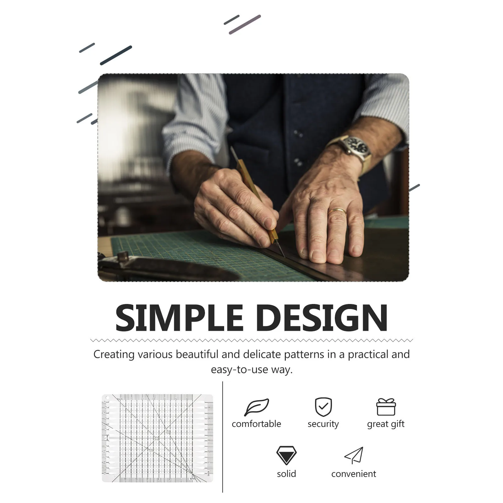 

Clear Patchwork Ruler Quilting Cutting Template Durable Sewing Ruler Professional DIY Patchwork Tool for Tailors and Embroidery