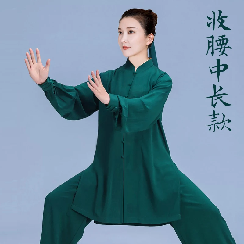 Wudang Tai Chi clothing women\'s high-end tai chi training clothing men spring and autumn winter long small buckle