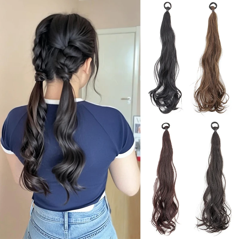 

Synthetic Fashion Wig Ponytail Long Curly Hair Extension Black Brown Type Hairpiece for Women Daily Party Use