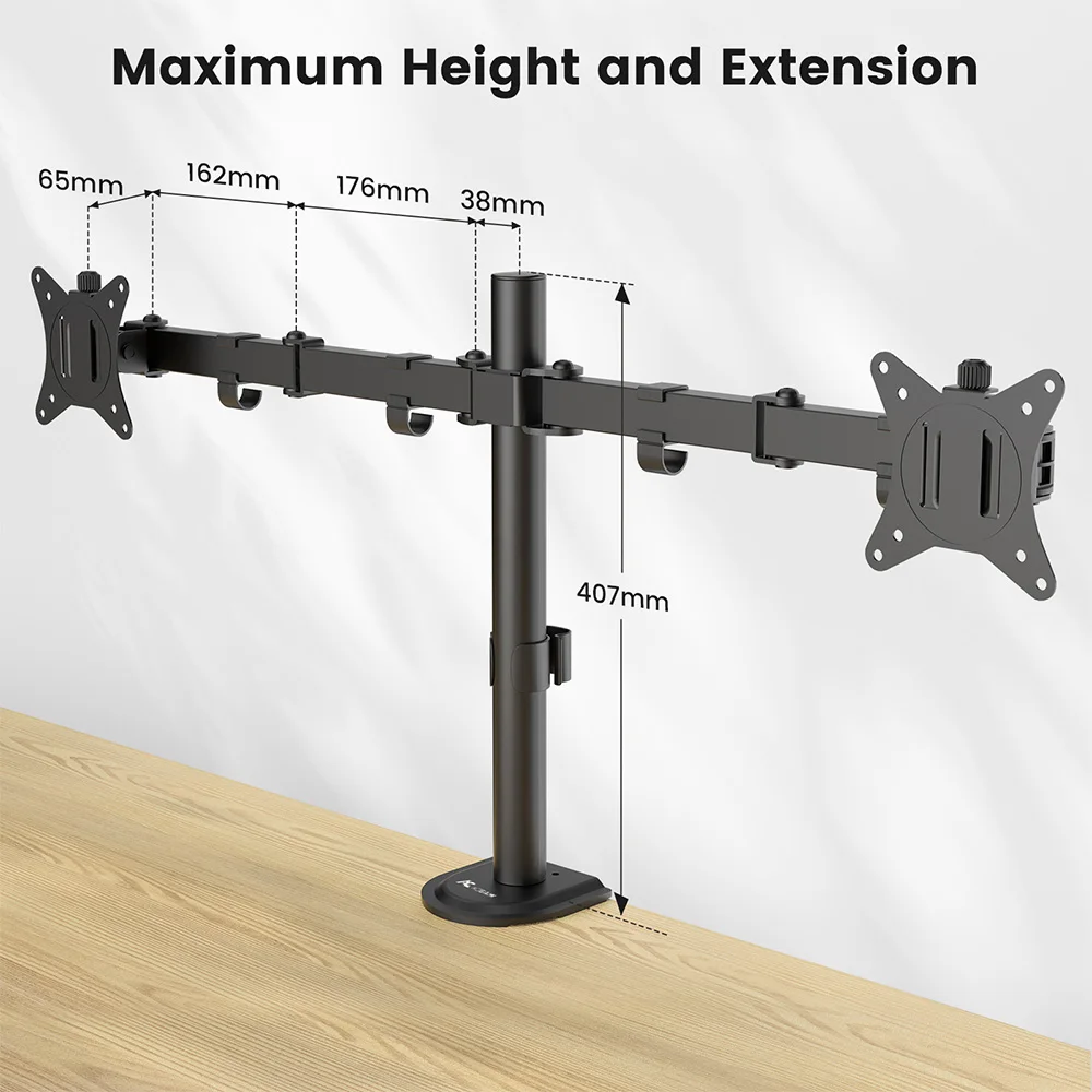 ACGAM MDS-1D Dual Monitor Arm, Heavy-Duty Steel VESA Mount Stand for 17