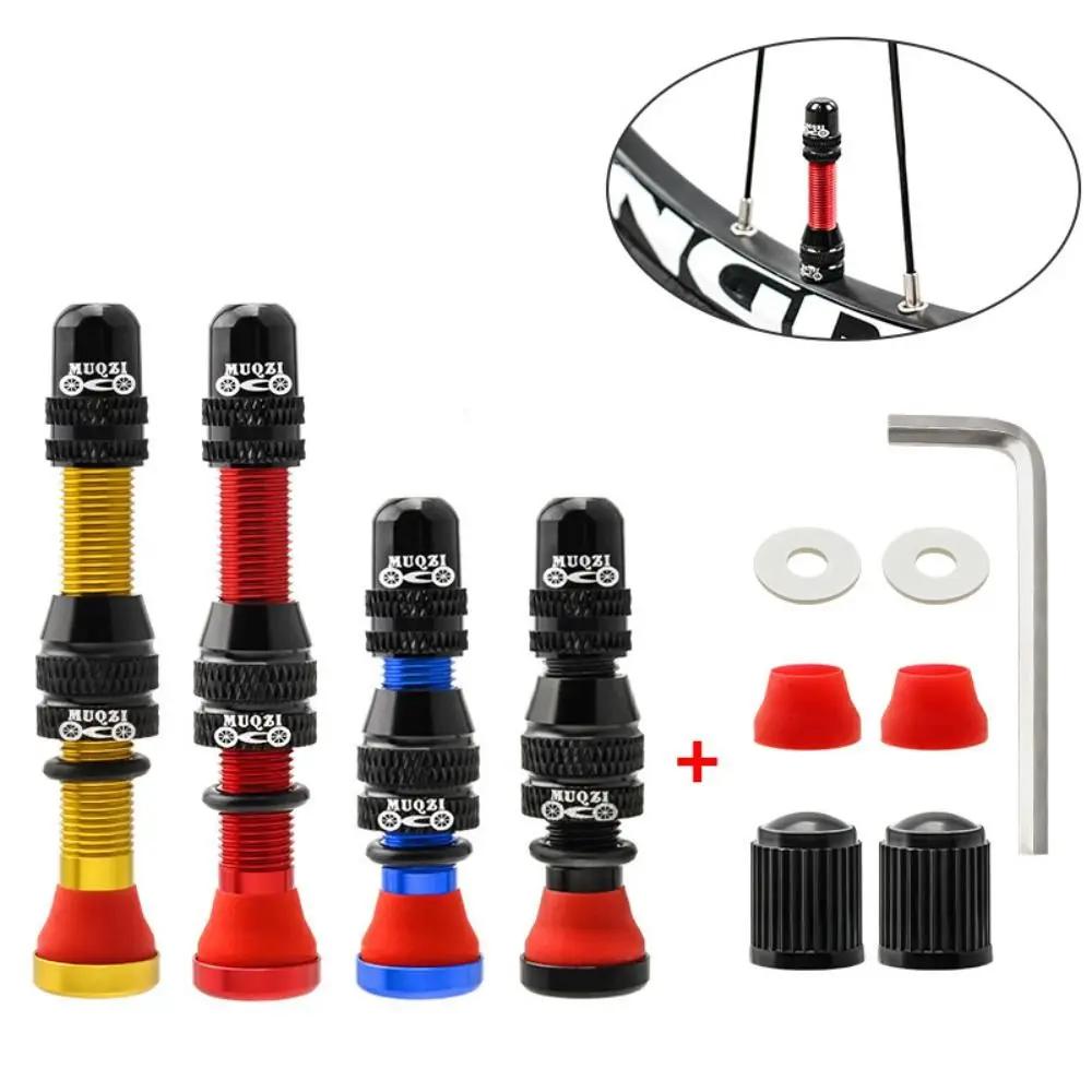 

1 Set 40mm/60mm Bike Schrader Valve Aluminum Alloy with Wrench Tubeless Tire Valves Tubeless Tire Valve CNC Technology