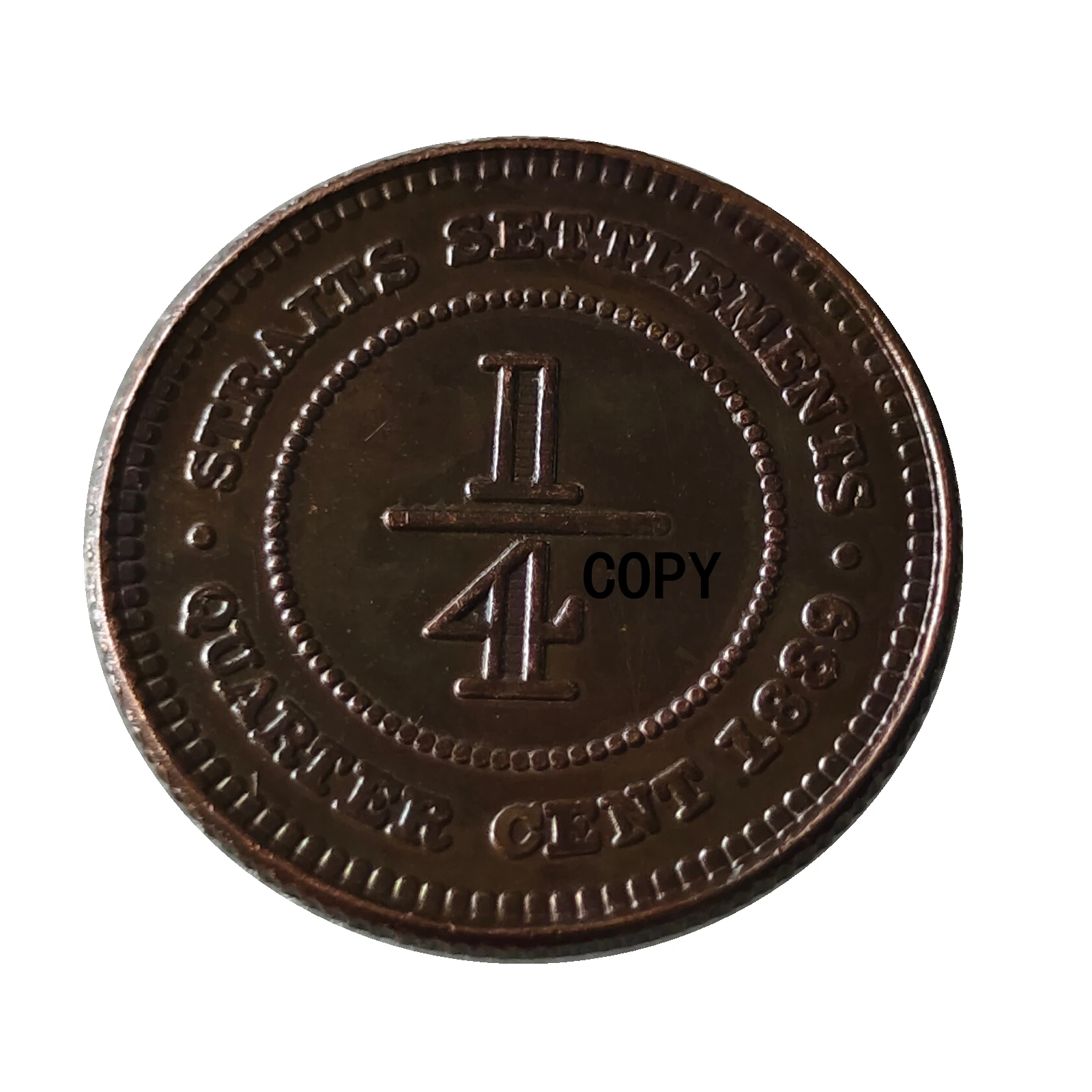 Malaisie 1/4 Cent 1889 Pièces de copie en cuivre