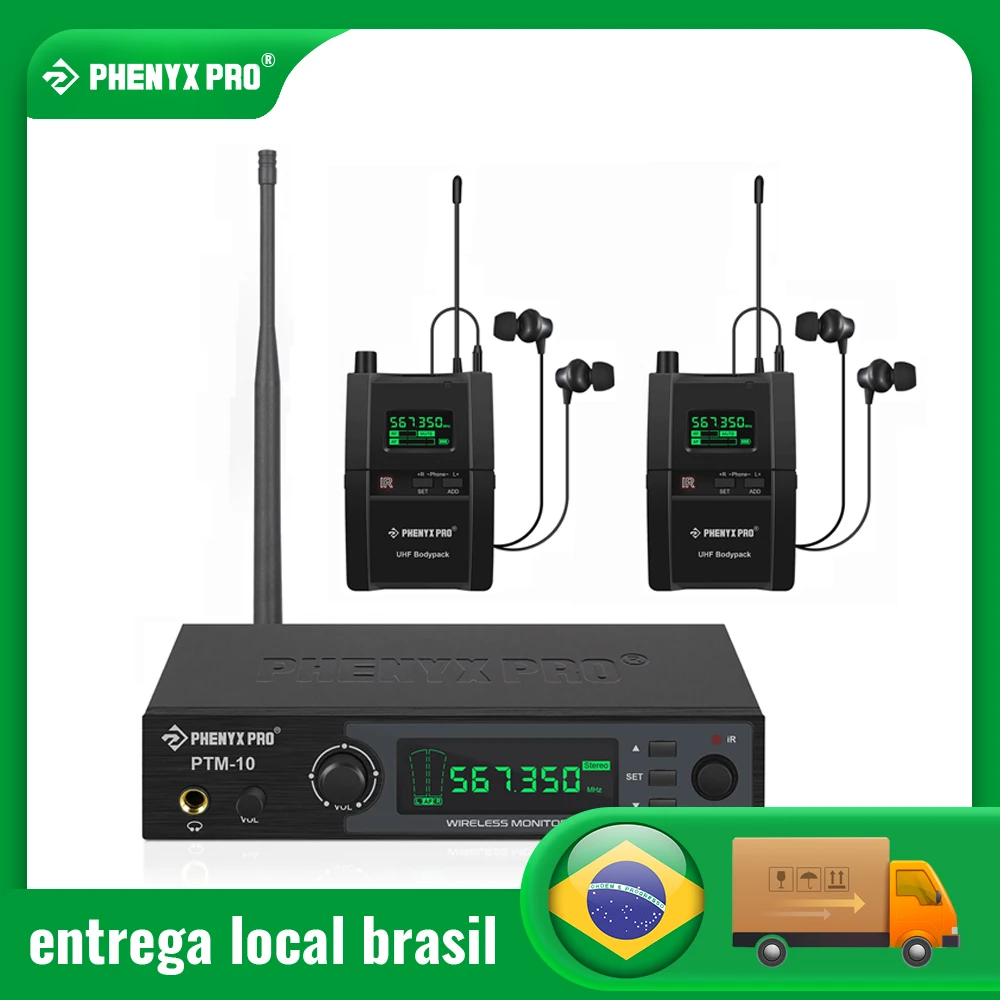 Phenyx-pro sistema de monitor intra-auricular estéreo, banda de 500mhz, suporte para palco, monitoramento profissional