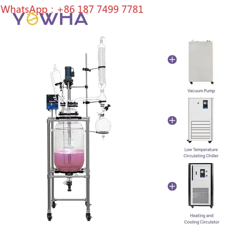custom Custom 1L to 100L Double Layer Glass Reactor for Optional Circulating Heating Cooler Chiller Vacuum Pump