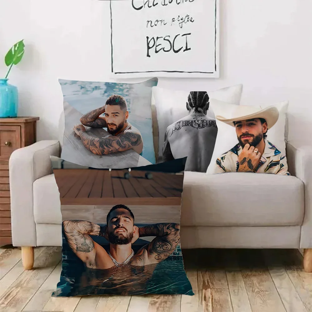 S-Singer M-Maluma Pillow Covers Cartoon Sofa Decorative Home Double-sided Printing Short  Cute Cushion Cover