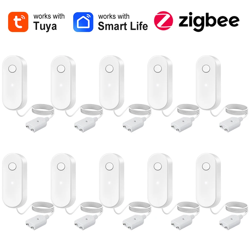

Датчик утечки воды Tuya Zigbee, детектор перелива воды, приложение Smart Life, обнаружение утечки кухни, ванной комнаты, домашняя охранная сигнализация