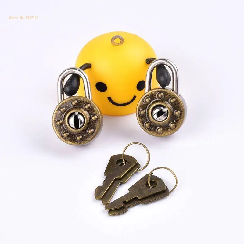 Mini Round Lock Metal Keyed Padlocks Vintage for Wish Lock Padlock for Jewelry Box Small Wooden Box Dropship