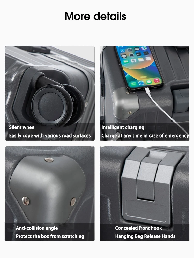 حقيبة حمل على حامل الأمتعة هارد شل المتداول حقيبة سفر مع عجلات دوارة 20 24 26 28 30 بوصة الأمتعة #6