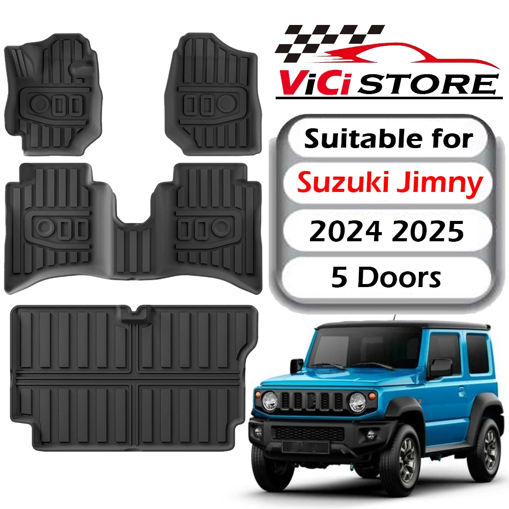 Tapis de sol pour Suzuki Jimny 5 portes 2024 2025, toutes saisons, imperméable, TPE 3D, doublures de sol, tapis de coffre, accessoires LHD/RHD