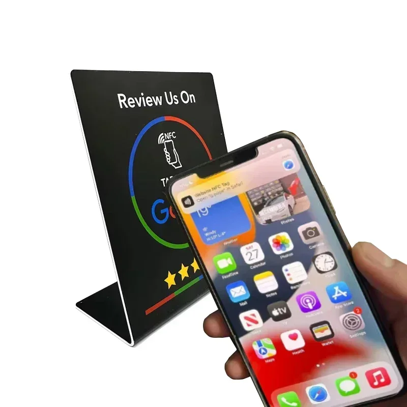 프로그래밍 가능한 Google 리뷰 카드 13.56Mhz 브랜드 브래킷 NFC 벤딩 카드 스탠딩 카드 504바이트 N-태그 카드 스테이션 테이블
