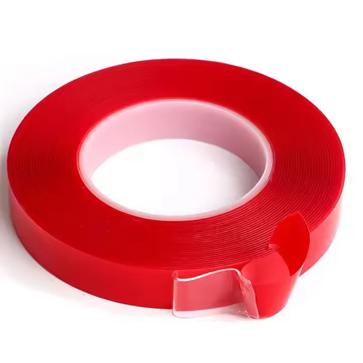 Obrázek 3: 0.5mm 0.8mm 1mm 1.2mm 1.5mm 2mm hustý vysoký pouto teplota těžký celní poplatek červená film průhledný dvojitý sided akryl páska pro auto zeď