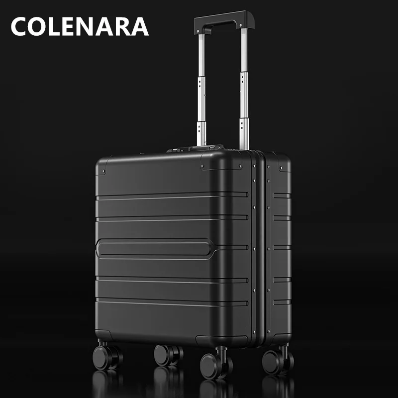 COLENARA 18-inch Suitcase All Aluminum Magnesium Alloy Boarding Box Men's Business Trolley Case Small with Wheel Luggage