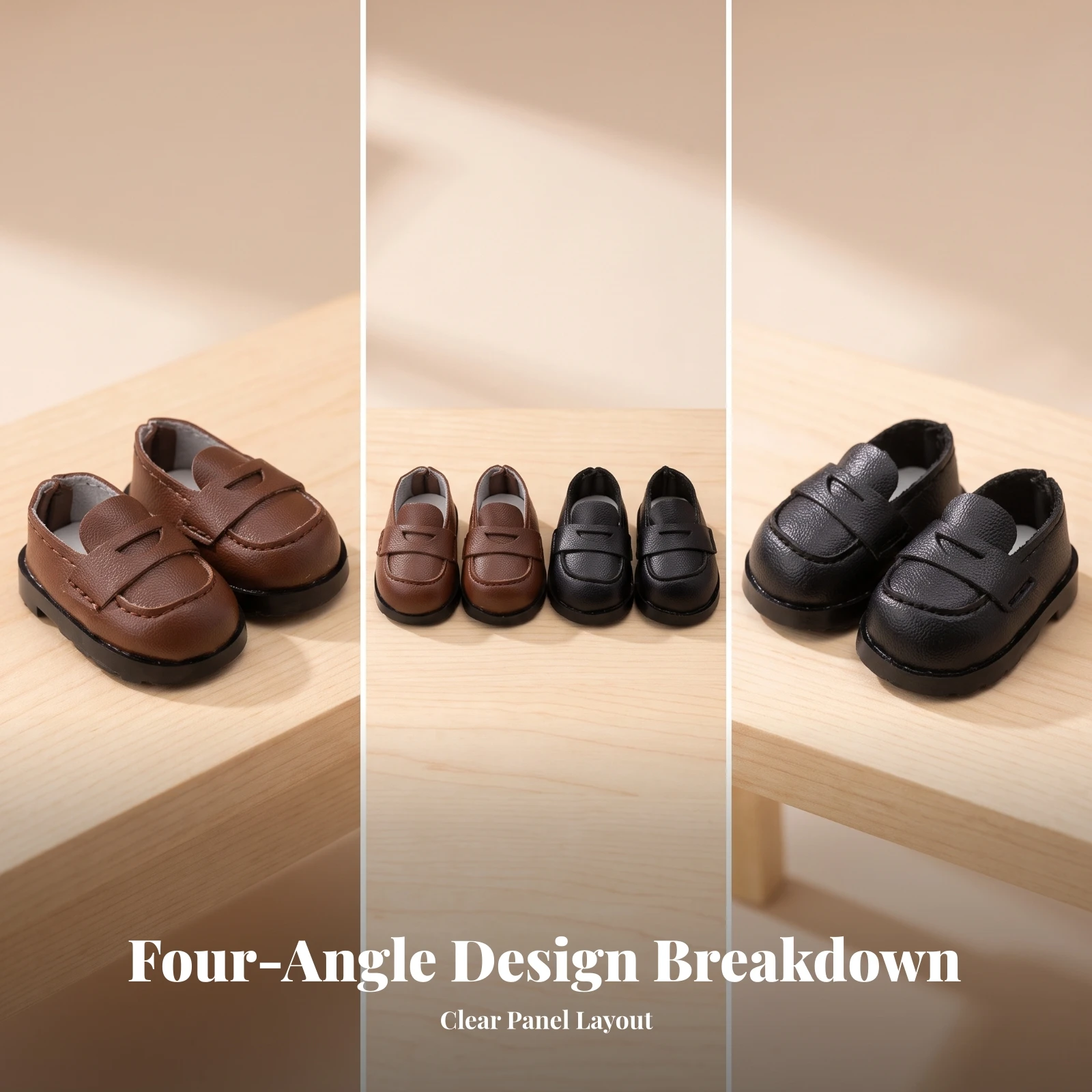 Doll Loafers Stylish Doll Shoes with Stitched Trim Miniature Loafers Low-Cut Footwear Decorative for Jointed Dolls
