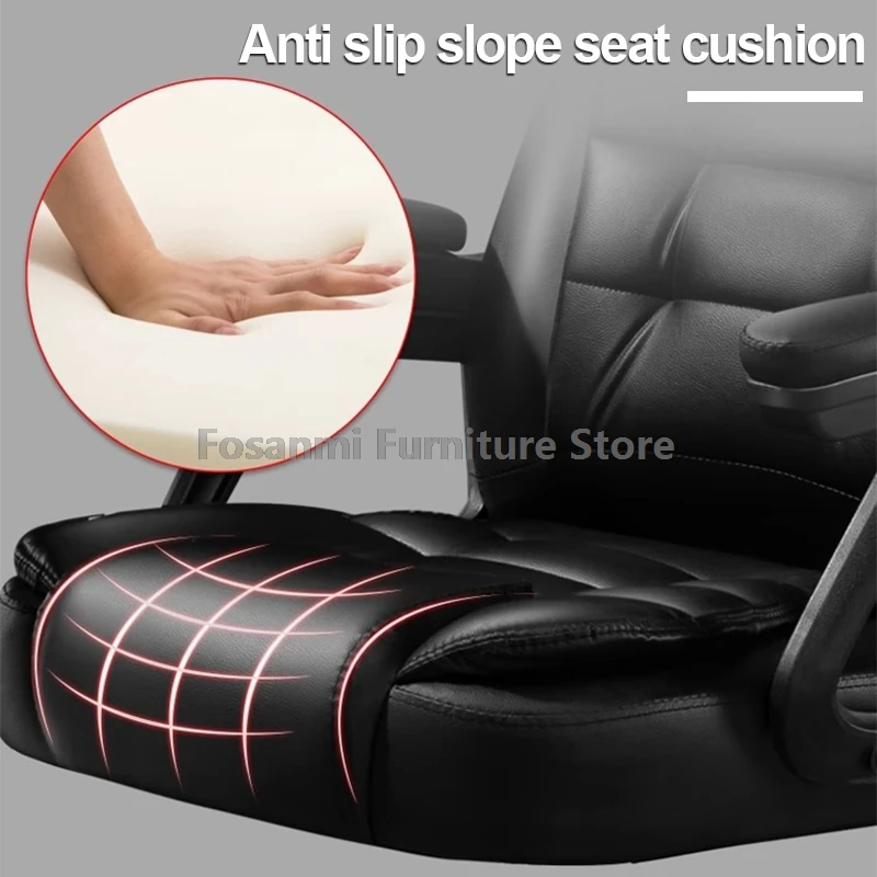 โบว์ขาโต๊ะเก้าอี้ผ้าฝ้ายผ้าลินินสบายGamer Recliningเก้าอี้สูงนุ่มเก้าอี้คอมพิวเตอร์มีท้าวแขนสําหรับHome Office