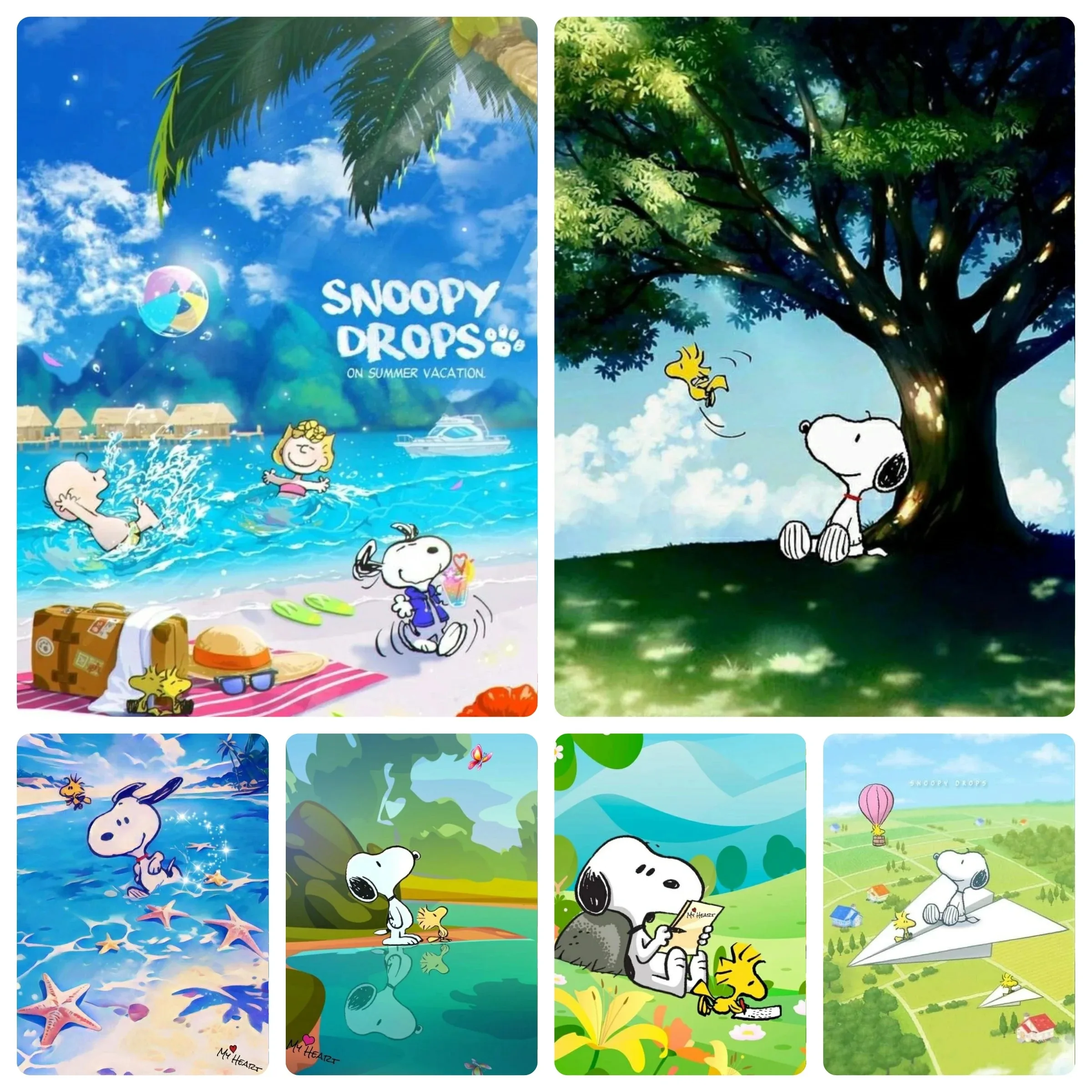 Kit de Pintura de Diamantes Snoopy Día de Verano para Decoración del Hogar, el Mejor Regalo para Niños, Lienzo 5D DIY sin Marco con Taladro Completo