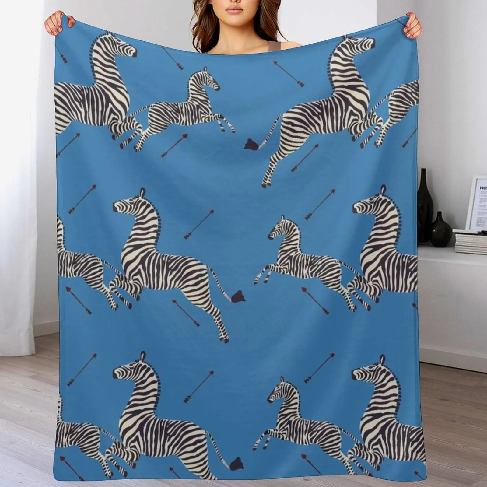 

Scalamandr Zebra (blue) / The Royal Tenenbaums Throw Blanket Lightweight Cozy Blanket for Bed Sofa