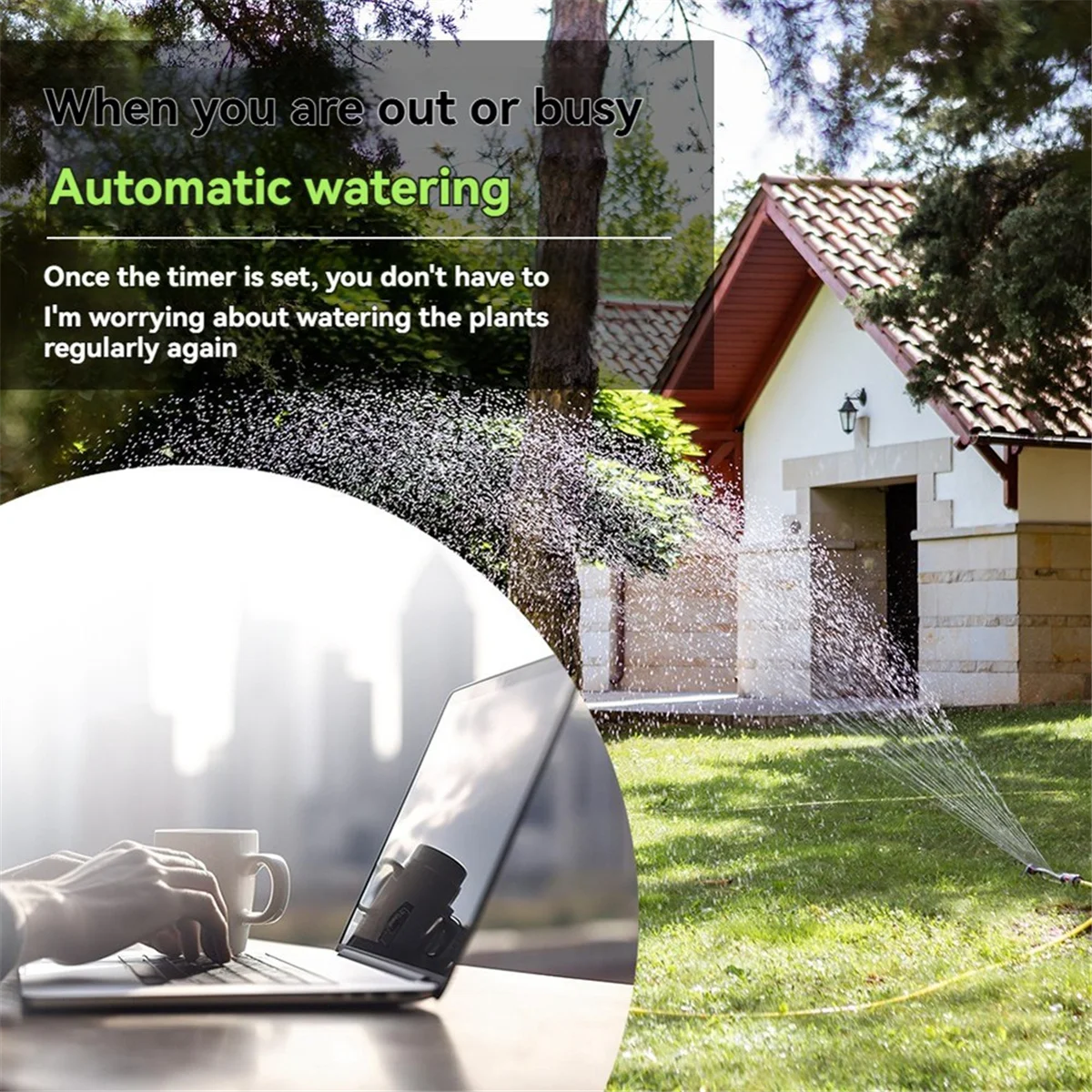 A72Z  Garden Water Timer Dual Irrigation, Intelligent Timing Controller, Automatic Watering Device with Rain Delay