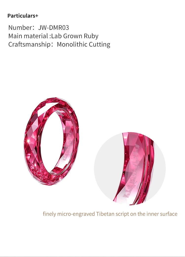 JEWELLWANG Laborgezüchteter Rubinring, massiver, schlichter Ring mit geschlossenem Band, Ring mit Edelstein, Geschenk für Damen, Herren, Unisex, für den täglichen Gebrauch – Detail 6
