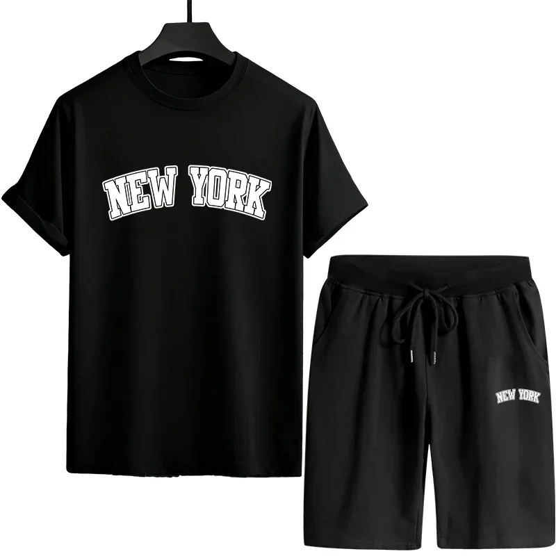 

2026 Hot Sale Men's Tracksuit T-shirt and Shorts Spring Summer Daily Casual Sports Short Sleeve Sportswear Male Crew Neck Tees