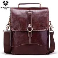 HUMERPAUL, bolsos de cuero genuino para hombre, bolsas de mensajero de hombro informales para hombre, Bolso multifuncional para tableta, Bolso