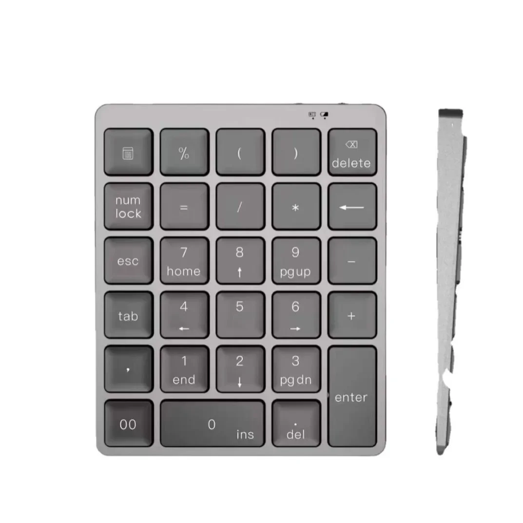 Lightweight Aluminum Alloy Digital Keyboard 28 Keys Rechargeable External Computer Office Keyboard from China