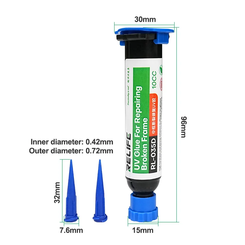 RL-014A lampada polimerizzante RL-035D riparazione telaio rotto colla UV forte adesione e alta durezza, polimerizzazione rapida senza sbiancamento