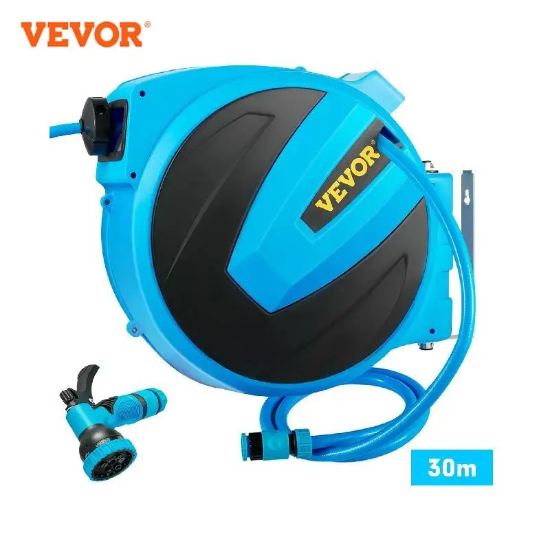 VEVOR 30M Automatic Air Hose Reel Retractable 1/2 inch 100ft Wall Mounted Garden Hose Watering Extendable Telescopic Hose Reel