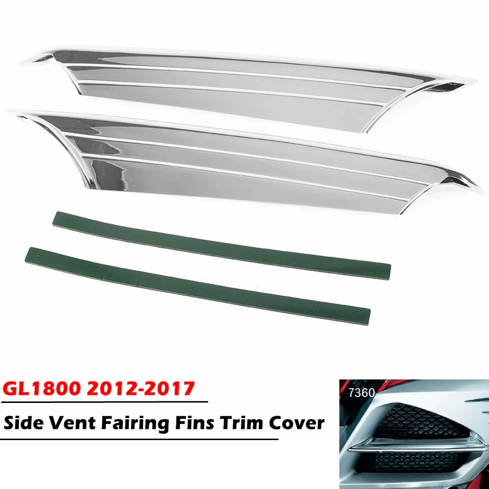 Moto Frente Side Ventoada Carenagem Aletas Guarnição Tampa, Plástico Cromo, Honda Goldwing GL1800 2012 2013 2014 2015 2016 2017