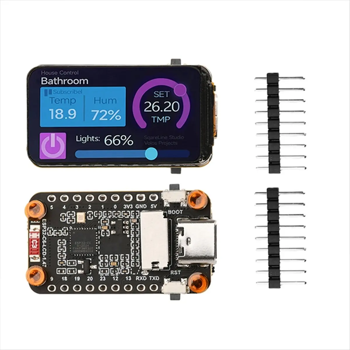 (ABGQ) Esp32-C6 1.47-Inch Lcd Screen Development Board Wifi 6 Bluetooth 5 Onboard Rgb Color Led Type-C Interface