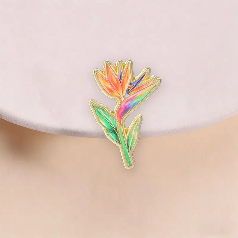 Bird of Paradise Flower Enamel Pin Rainbow Gradient Strelitzia Tropical Plant Cartoon Brooch Lapel Badge Jewelry Accessorie Gift