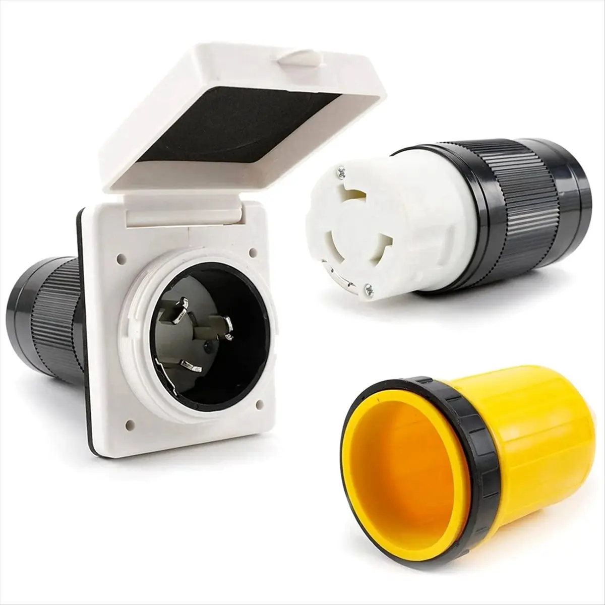 B09A 30 Amp RV Power Inlet Receptacle, 30 Amp RV Power Cover Twist Locking Connector