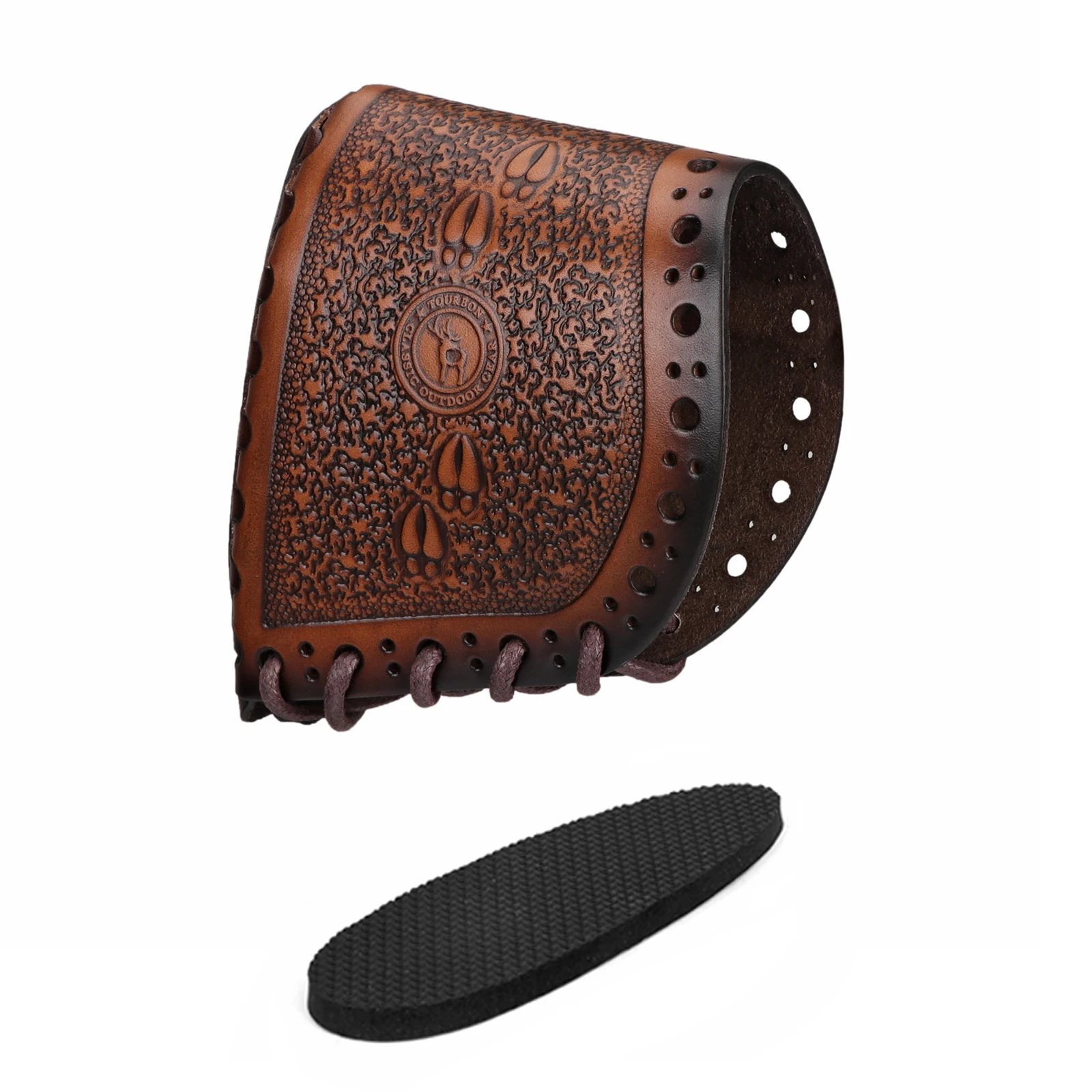 

Tourbon Shooting Leather Recoil Pad Cheek Rest Shotgun Rifle Buttstock Cover Slip on Adjustable Brown Hunting Accessories