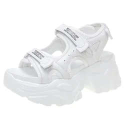 8cm Heel Height Summer New Fashionable Internet Famous Thick Soled Sponge Cake Shoes Beach Sports Casual Style Women's Sandals